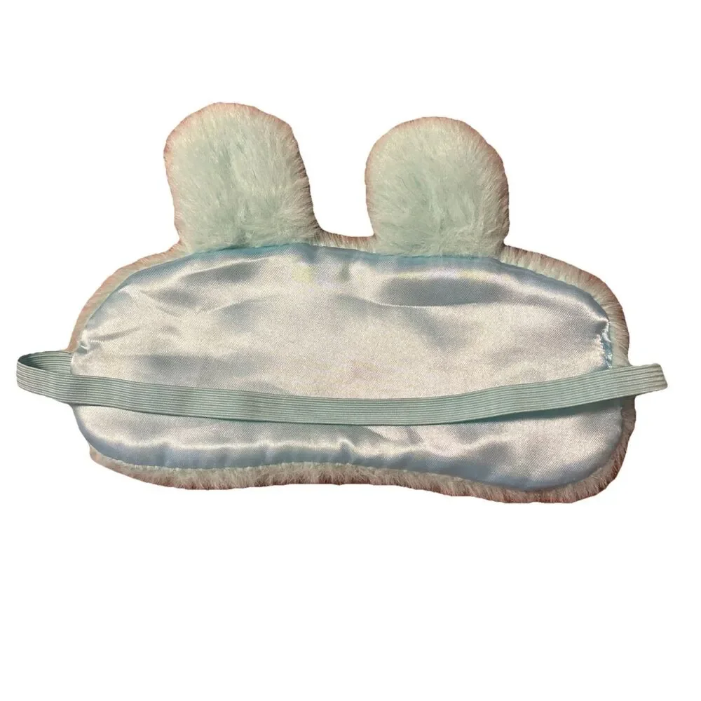 Green Bunny Plush And Satin Sleep Mask Rabbit Blindfold
